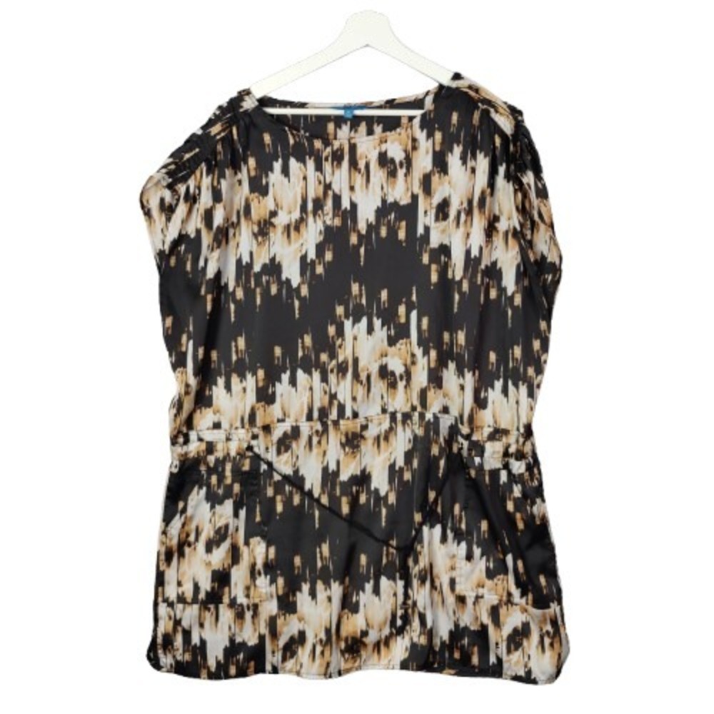 Derek Lam Dress Tunic Abstract Print‎ Drawstring Waist Pockets Women SZ XL Luxe